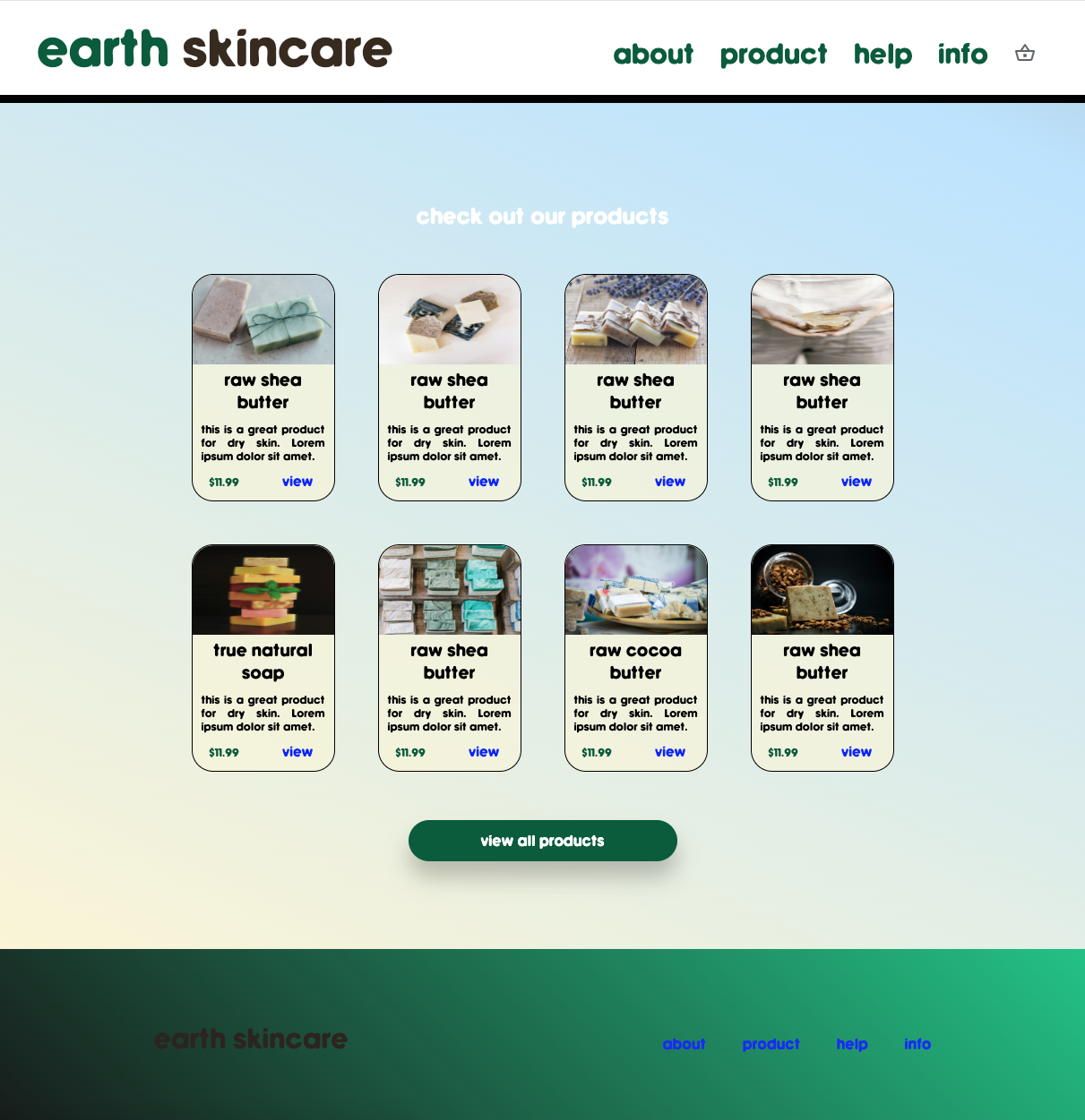 first portfolio item - earth skincare